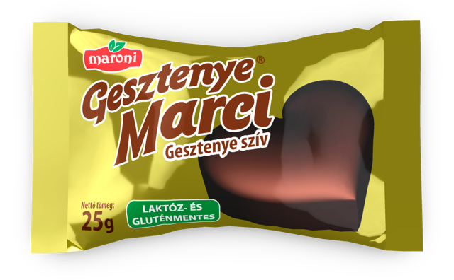 Maroni Gesztenye Marci Natúr gesztenyeszív kakaós bevonómasszával mártva 25g